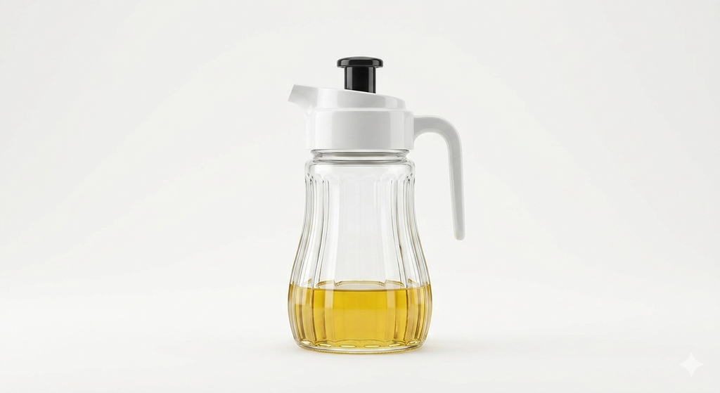 Glass Oil Bottle Dispenser with Auto Open-Close Lid — Oil & Vinegar Container 630ml