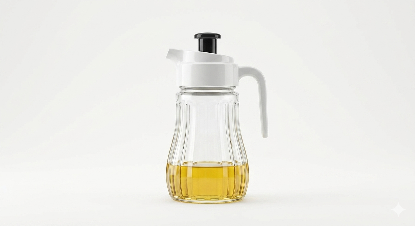 Glass Oil Bottle Dispenser with Auto Open-Close Lid — Oil & Vinegar Container 630ml