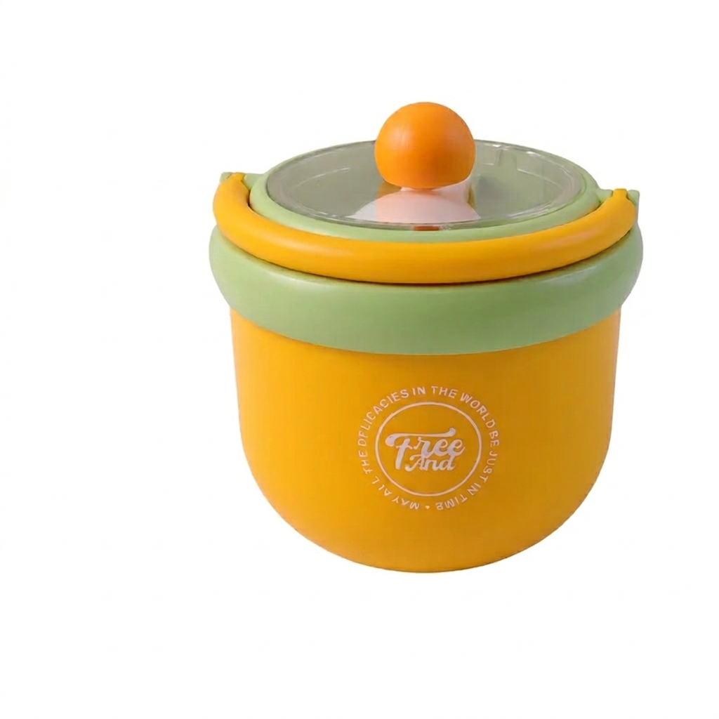 Stainless Steel Leak-Proof Lunch Box with Spoon — Insulated Cute Design 600ml